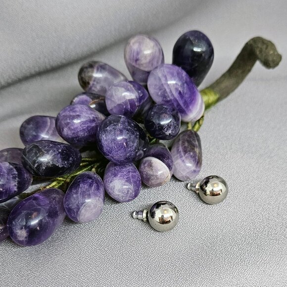 Medium Ball Silver Plate Earrings on Posts, Gently Used Vintage (90s) - ½" Round - Picture 5 of 6